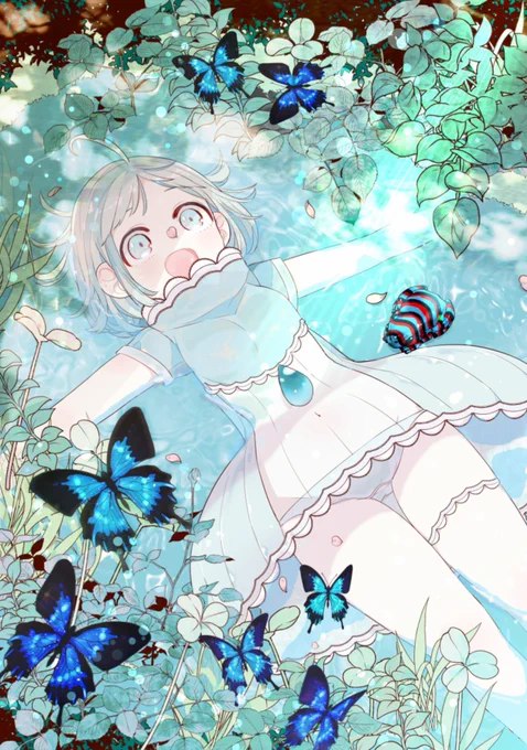 #暑い夏がやって来たので青色か水色の画像を流してTLをひんやりさせる
水に浸かった女の子の絵が結構あった 