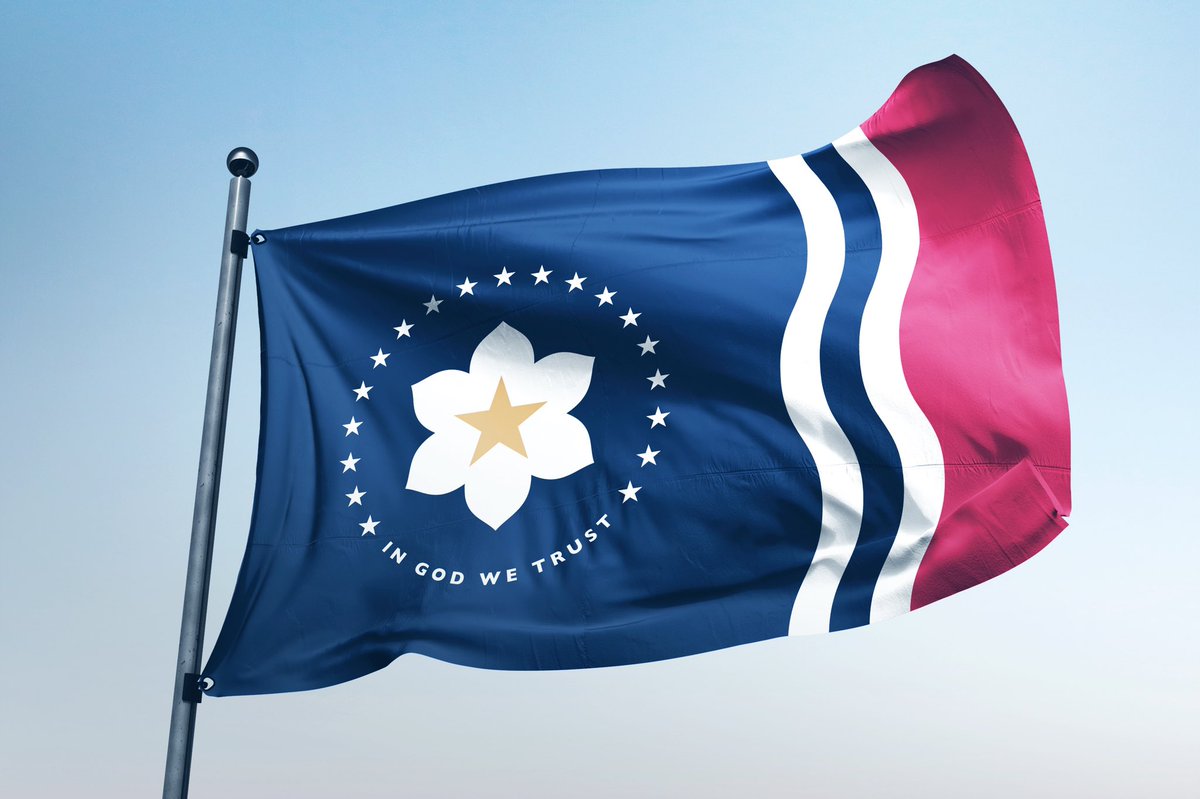 Kirk_10's tweet photo. Unfortunately my flags didn’t make the next round. However the committee chose to create a design (right) based off of my flag (left). I feel that their proposed design is inferior, and I wish they would reconsider. Thanks everyone for sharing my flags! #mississippiflag https://t.co/ezvv4XDcUI