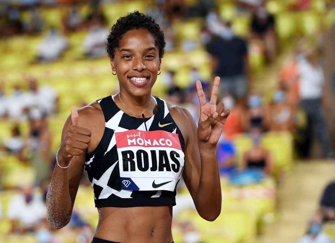 Conatel's tweet photo. #Conatel felicita a la reina del salto Yulimar Rojas quien llenó de alegría a todos los venezolanos, alcanzando el primer lugar en la Liga de Diamante con un salto triple de 14, 27 metros 🇻🇪💪 
¡Felicidades campeona🏅! https://t.co/5CpSzZuWVF