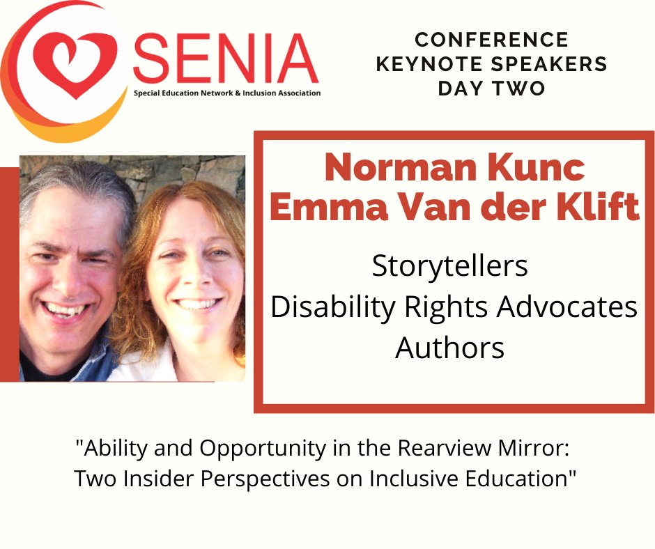 seniaworldwide's tweet photo. Three days...Three keynotes. Day Two: Norman Kunc &amp; Emma Van der Klift. Advocates within the disability rights community, these well-known speakers and storytellers use humor and narrative to initiate self-reflection and social change. https://t.co/dcxSSIBmde