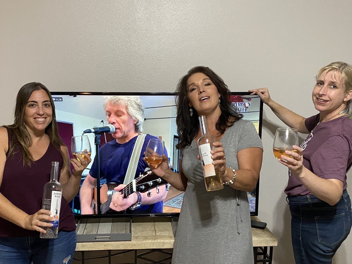 snowadams's tweet photo. We’re keeping the Rose’ going after the live stream. Thanks for great show and great beverage! #HamptonWater #BonJovi #wemissconcerts #crazymoms https://t.co/vF0Z4yQ9Eq