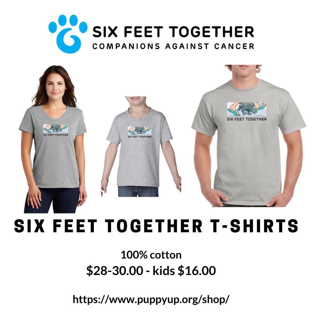 The Foundation Six Feet Together Virtual Walk ends tomorrow.
Celebrate your accomplishments by wearing a Six Feet Together special edition t-shirt. Purchase your tee today: puppyup.org/product-catego… #puppyup #companionsagainstcancer #cancerfighingsuperhero #caninecancerawareness