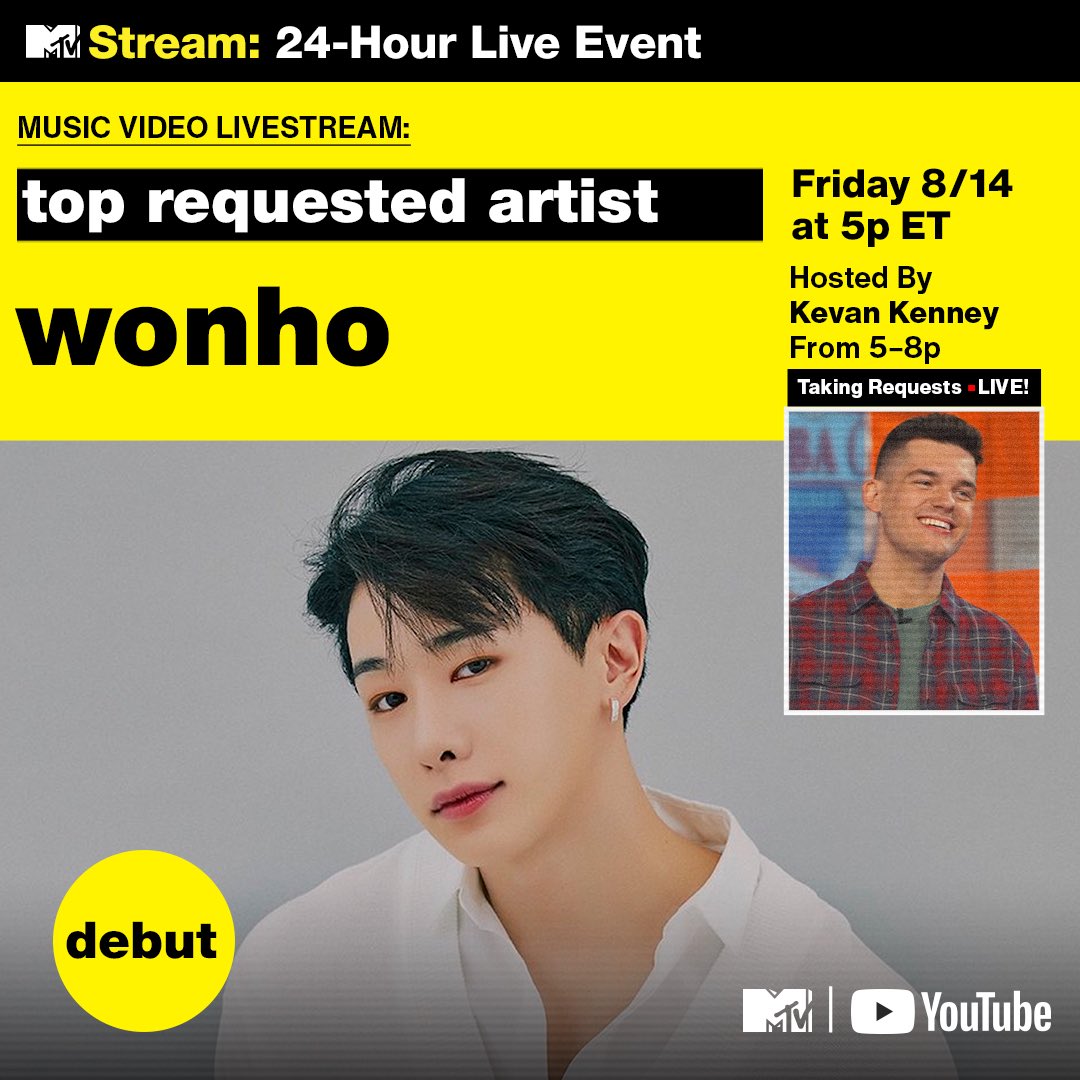 Congratulations to Wonho for not only making MTV history by becoming most requested artist the same day his song dropped but also getting first place as well 🎉 @official__wonho