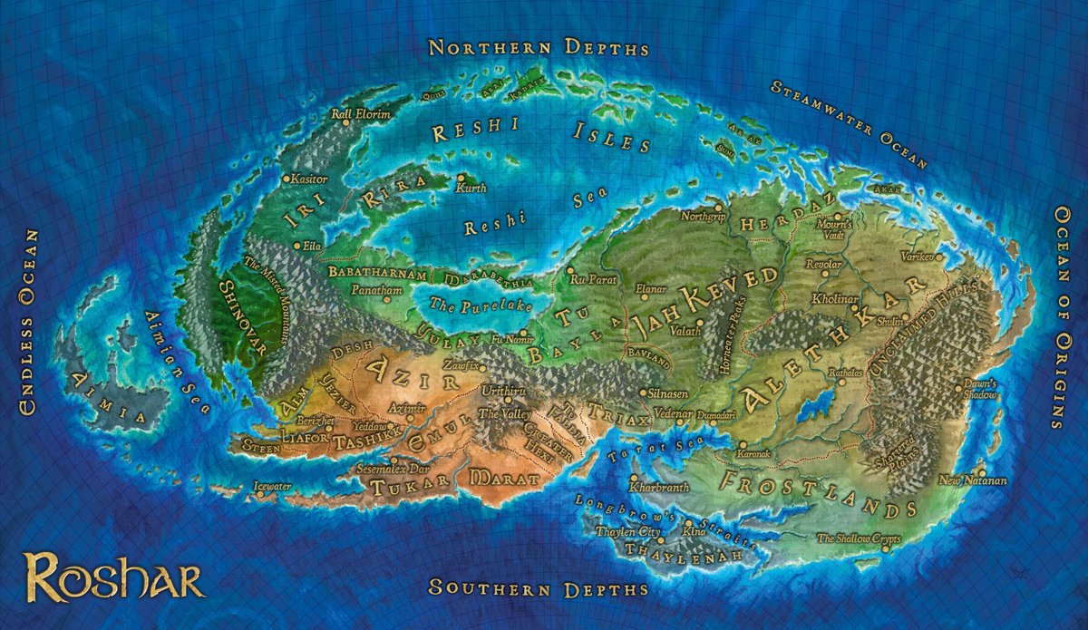 So to start out I will try to give a vague synopsis. The story takes place on a supercontinent called Roshar. This planet is frequently battered by incredibly powerful storms that can easily kill anything in its path, and as a result societies have adapted to withstand them