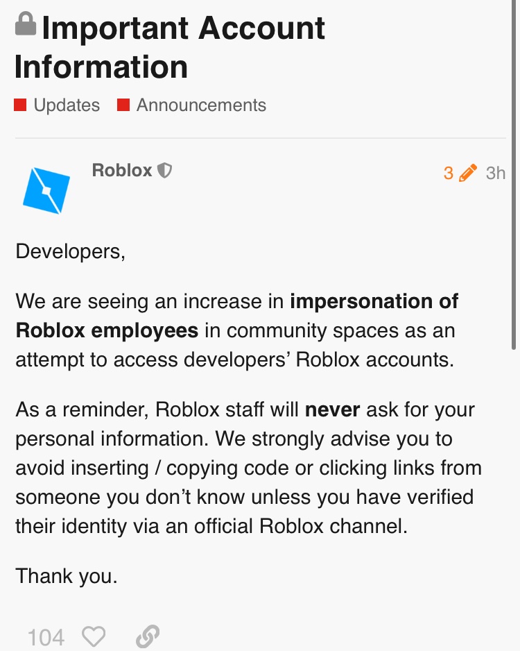 Tanookialex On Twitter Parody Accounts Got So Bad To The Point Where Roblox Themselves Had To Address It In A Post It S So Sad How Children Are Falling For This And It S - roblox account information real