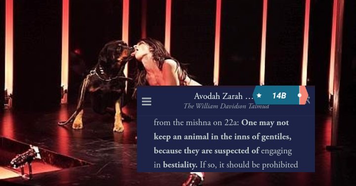 Gentiles suspected of beastiality, some say not to leave your animals alone with them.Award winning actress Asia Argento kissing a dog below, former GF of Anthony Bourdain.Avodah Zarah Talmud Thread