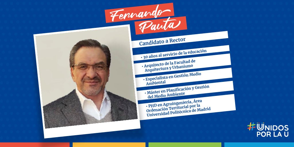FernandoPautaC's tweet photo. Un orgullo participar como candidato a la maxima autoridad de la @udecuenca, junto a distinguidos profesionales como son Gabriela Álava y Fernando Estévez.  ⁣
⁣
➡️ Los invito a que conozcan un poco más sobre sus perfiles profesionales.  ¡Estamos #UnidosPorLaU! https://t.co/hXaTOaQ3HW