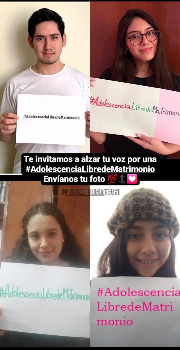 GIFAMILIAS's tweet photo. NOS UNIMOS A UNA #AdolescenciaLibredeMatrimonio 
📌Desde #GIFAMILIAS, te invitamos a ser parte de nuestra campaña #AdolescenciaLibreDeMatrimonio
#ProyectodeLey5871 
👧🏽🧒🏽👱🏼‍♀️🧑🏻 https://t.co/w6WPT9GMU3