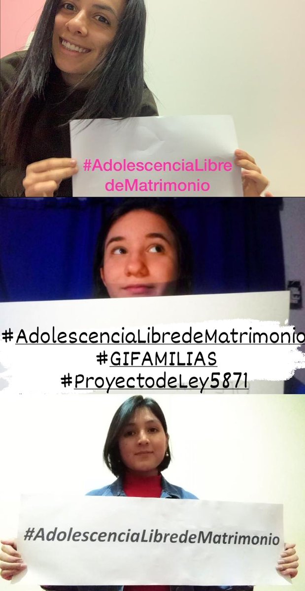 GIFAMILIAS's tweet photo. NOS UNIMOS A UNA #AdolescenciaLibredeMatrimonio 
📌Desde #GIFAMILIAS, te invitamos a ser parte de nuestra campaña #AdolescenciaLibreDeMatrimonio
#ProyectodeLey5871 
👧🏽🧒🏽👱🏼‍♀️🧑🏻 https://t.co/w6WPT9GMU3