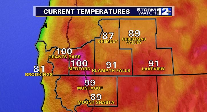 matthoffmanwx's tweet image. It's hot and hazy late this afternoon. We've hit 100° in Medford &amp;amp; Grants Pass! The southerly flow has brought up smoke from the #RedSalmonComplex. The smoke isn't just making it hazy, but also having a bit of an impact on air quality. This will likely continue into the weekend.