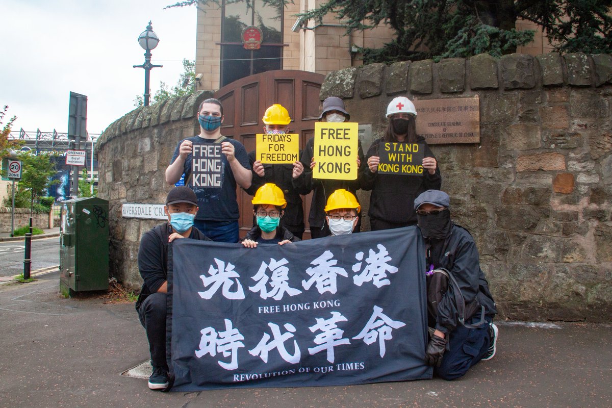 d4hk_scotland's tweet photo. #FridaysForFreedom takes it to the Consulate General of China in #Edinburgh. People of different origins, connected together in their cause and in their need, will defend to the death their cherished freedom!

#StandWithHongKong 
#StandWithBelarus 
#StandWithThailand https://t.co/RQxJVUKsUY