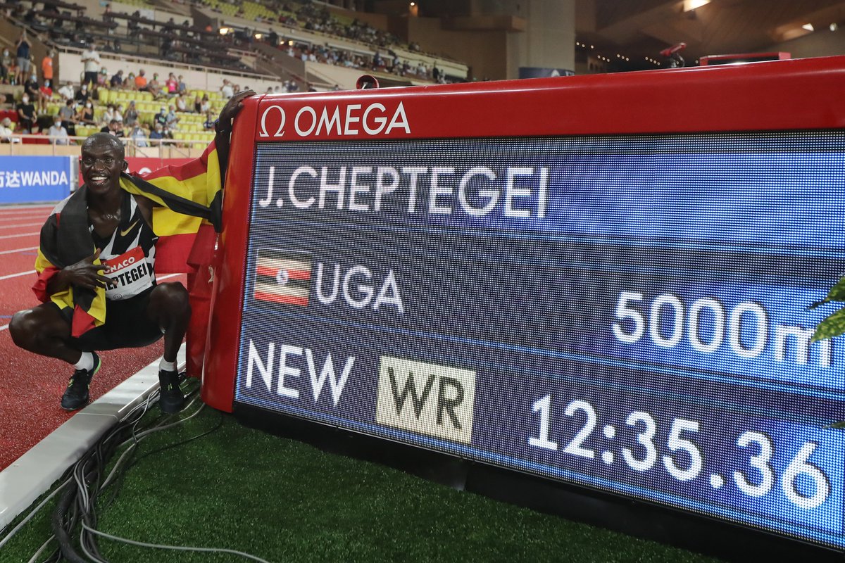 WorldAthletics's tweet photo. "I think Monaco is a special place. 

It took a lot of mind setting to keep being motivated this year.

I pushed myself, I had the right staff with me, the right coach. I'm usually based in Europe, but being based in Uganda with my family was actually great."

@joshuacheptege1 https://t.co/3UMbuOAa0N