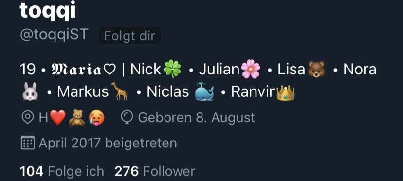 Hallo will auch so eine coole bio wie Toqqi wer will rein? 😍😍😍♥️♥️♥️