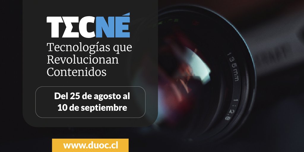 Participa en nuestras charlas on line
♻️ Desechos, innovación y nuevos materiales 
👨‍👩‍👧 Tips Registro Social de Hogares🗣️ Liderazgo joven en tiempos de incertidumbre
🎞️TECNE #TecnologíasqueRevolucionanContenidos
✔️ Inscribete en forms.gle/5V6iXEoGbnemGz…
<a href="/DisenoDuocUC/">Diseño DuocUC</a> <a href="/EscomDuocUC/">ESCOM DuocUC</a>