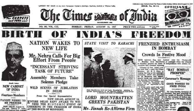 sudipkmaity's tweet photo. WISH YOU ALL A HAPPY 74TH INDEPENDENCE DAY with a flashback of the newspaper headings of 15th August , 1947. https://t.co/mLf0SWWWUU