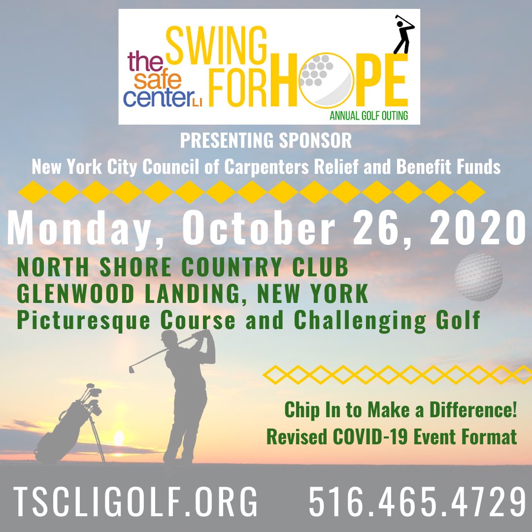 TSCLI's tweet image. Register now for an amazing day of golf, food and friends, while supporting survivors and making a difference. #SwingForHope 🏌🏽
Monday, October 26th, 2020 .
Go to tscli golf.org for more info.