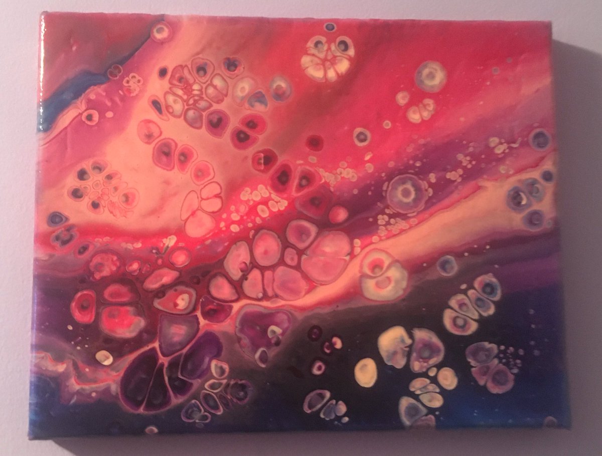 I got this lovely fluid painting from  @solelunart that goes perfectly with my pretty lavender wall 