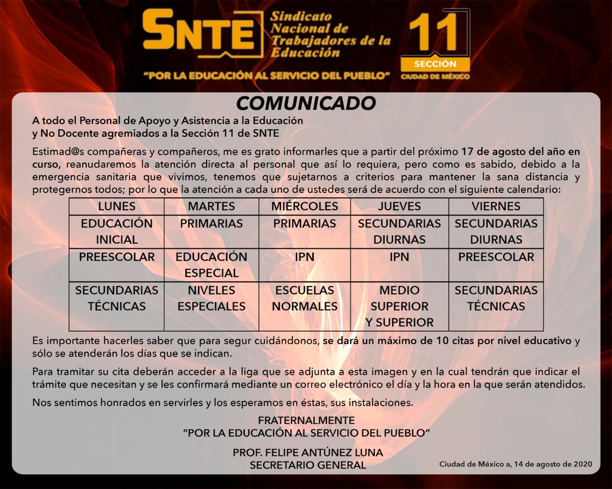 secc11cdmx's tweet photo. Información para el Personal de Apoyo y Asistencia a la Educación y No Docente agremiados a la Sección 11 del SNTE

La liga para poder acceder a la solicitud de citas es la siguiente: https://t.co/l6KKFzzb02

#Sección11Contigo
#OrgullosamentePAAE
#OrgullosamenteNoDocente https://t.co/GtWzqBtXYN