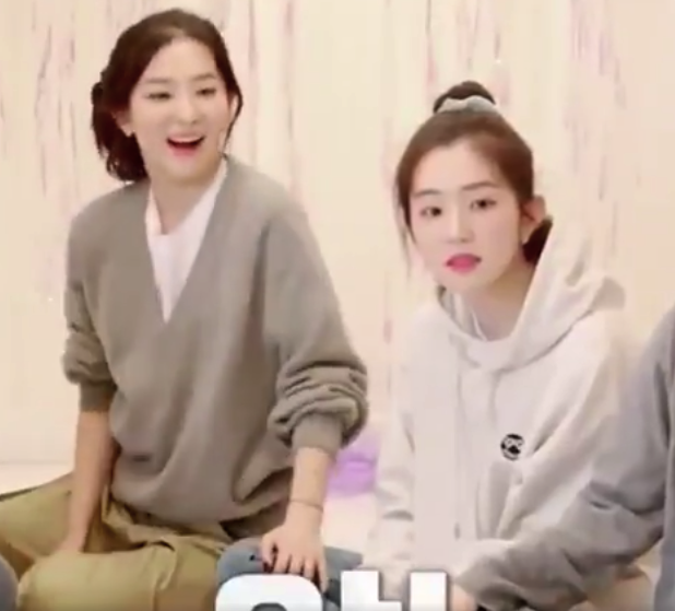 seulgi's habit of touching irene's thigh/waist: a thread