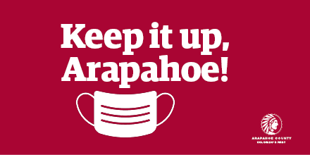 ArapahoeCounty's tweet photo. Thanks to your dedication to wearing masks, social distancing and washing your hands, our positive COVID case numbers are going down! In fact 96% of ArapCo residents and visitors have been wearing face coverings where required. That’s great! Let’s keep it up (the masks, that is). https://t.co/qSBg46I0fC