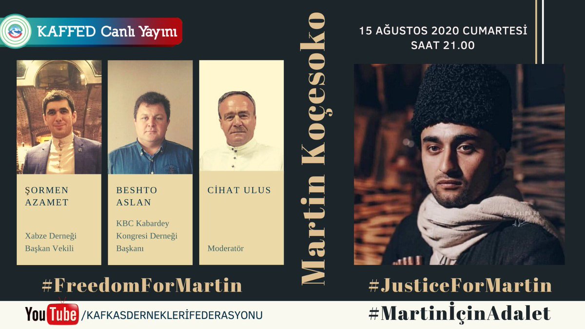 Xabze Xase (Xabze Derneği) Başkanı olarak Çerkes Dili, Kültürü ve Kimliği ile ilgili yaptığı çalışmalarla tanınan Martin Koçesoko, haksız bir uyuşturucu suçlaması ile 17 Ağustos 2020 Pazartesi günü mahkemeye çıkartılacak.

Duruşma öncesi davayı çeşitli+