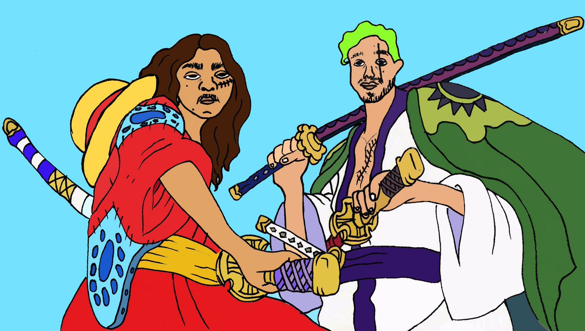 taiiabas's tweet photo. For my brother’s 18th birthday today, I commissioned one of my good friends (a local artist) to draw me n him as Luffy and Zoro from One Piece https://t.co/QVeyNguVvE