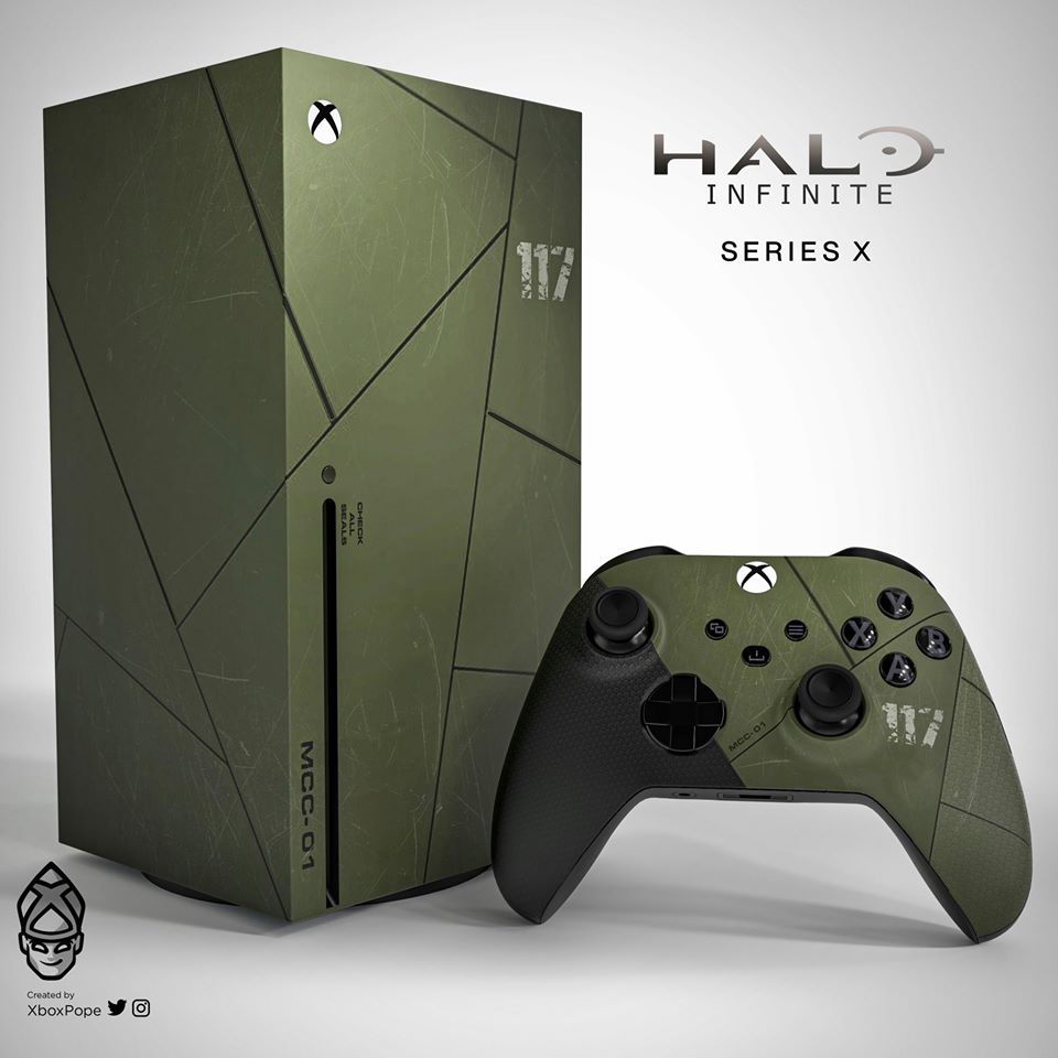 HaloArray117's tweet photo. 😍 Check out these Halo Infinite inspired Xbox Series X console designs!

👏 Credit to: @XboxPope (Give him a FOLLOW to see more epic Xbox designs, plus much more!) https://t.co/MI9kmtuV78