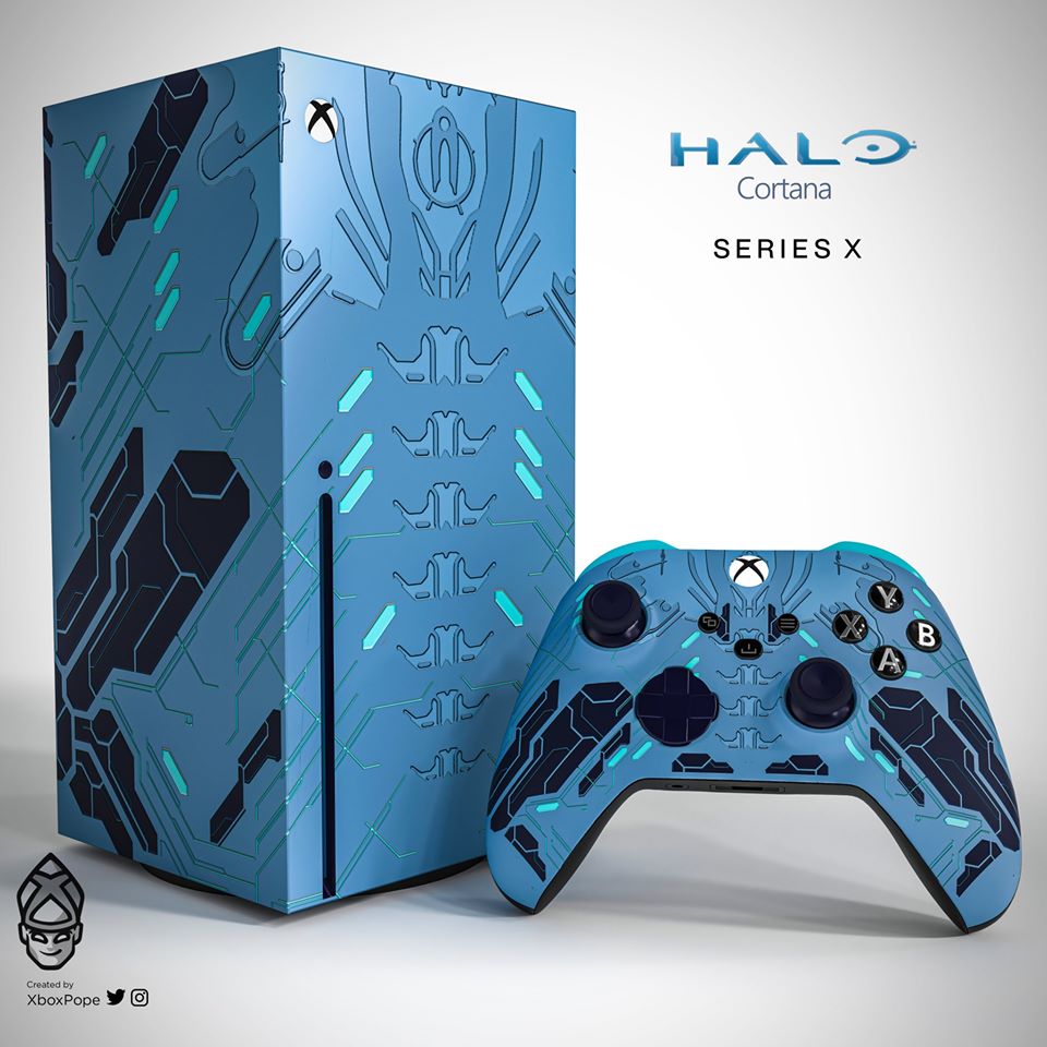 HaloArray117's tweet photo. 😍 Check out these Halo Infinite inspired Xbox Series X console designs!

👏 Credit to: @XboxPope (Give him a FOLLOW to see more epic Xbox designs, plus much more!) https://t.co/MI9kmtuV78