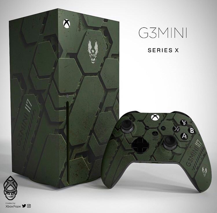 HaloArray117's tweet photo. 😍 Check out these Halo Infinite inspired Xbox Series X console designs!

👏 Credit to: @XboxPope (Give him a FOLLOW to see more epic Xbox designs, plus much more!) https://t.co/MI9kmtuV78