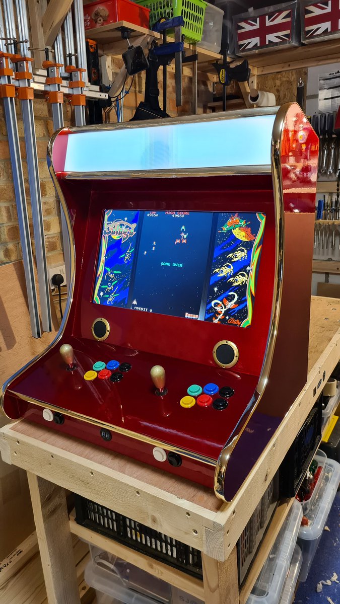 Well this is looking nice with its trim in place! Still missing dust covers on the sticks and the marquee is at the printers. The trim around the marquee is rough as it's not hammered in place and still had its protective plastic coating on.