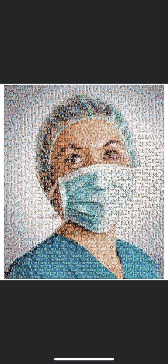 This portrait is made with the pictures of all the doctors and nurses who passed away in this pandemic. Enlarge it and you will see. Pass it on as a tribute 💖