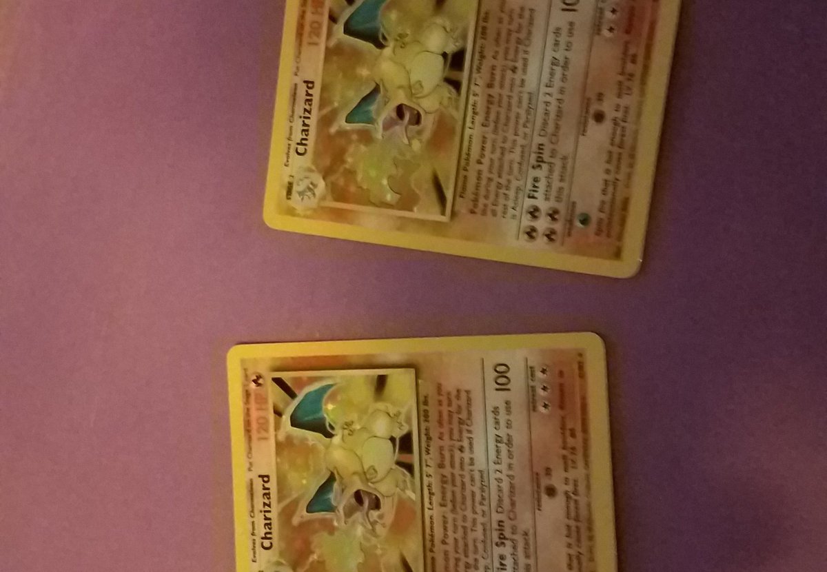 harmon6215's tweet photo. @aDrive_tK I found my old original base set 150 cards from back when. Who knew they would be so valuable. I didn't realize I had two Charizard https://t.co/tXvmUThCgW