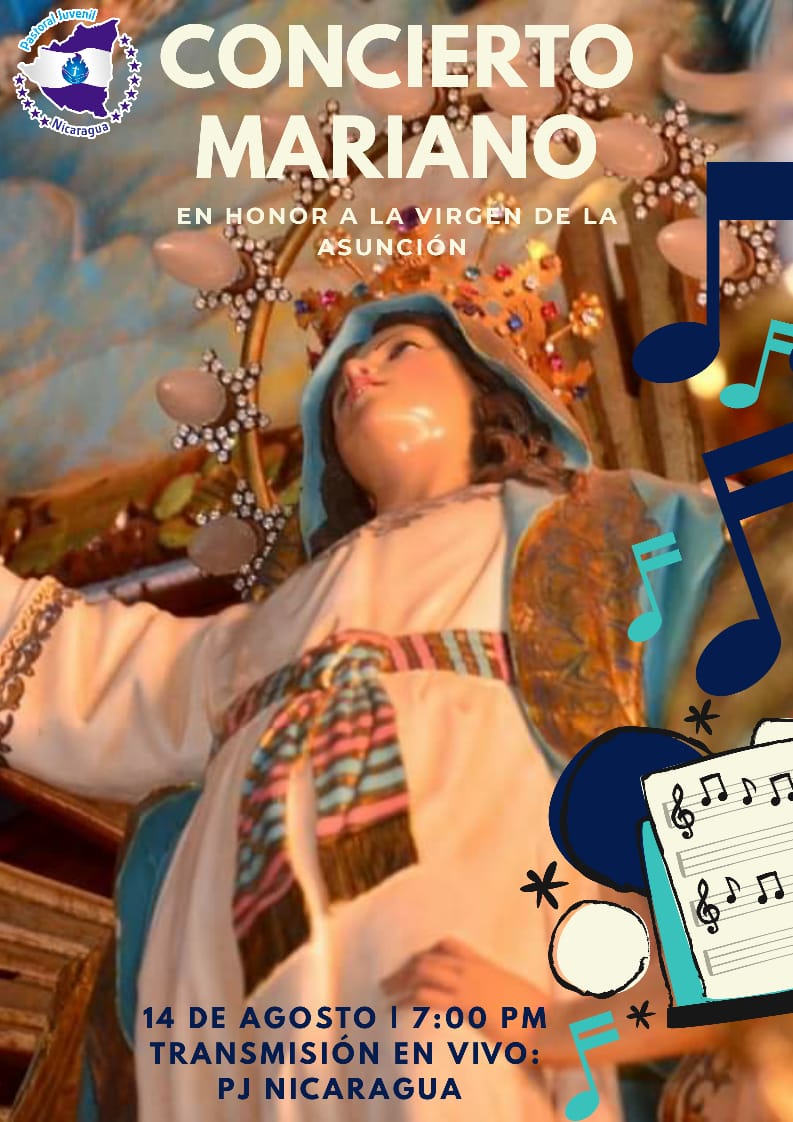 Pjnicaragua1's tweet photo. 💙Concierto Mariano💙

Te invitamos el día de hoy a partir de las 7:00 pm a sintonizar nuestra página para que disfrutes de este concierto en honor a la Virgen de la Asunción desde la Diócesis de Granada. 💙🙏🏻

#PJNicaragua 🇳🇮
#TiempodeOrar 🙏🏻💙 https://t.co/UO5rJC7eqo