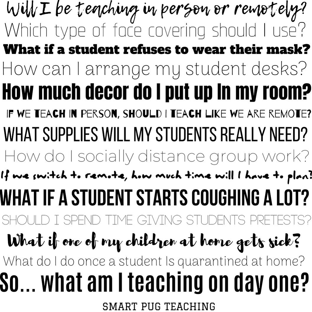 A glimpse into the brain of a teacher: 2020 edition. I used to worry about classroom decor, buying enough pencils and whether I turned off the laminator. This year is a bit different. #teacherlife #teacher #edutwitter #iteach #education