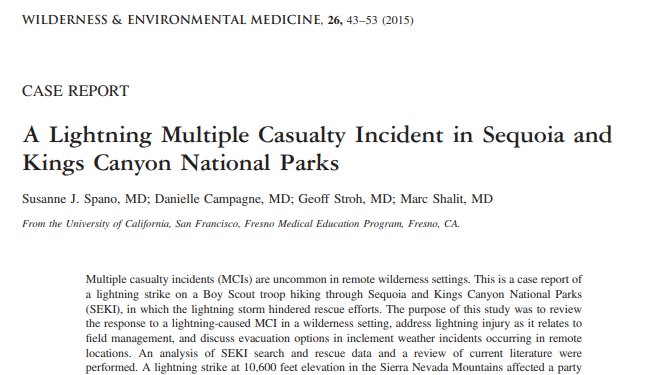TIL about mass casualty lightning strikes...
Interesting to think about how to balance personal safety in dangerous conditions while delivering needed medical care.