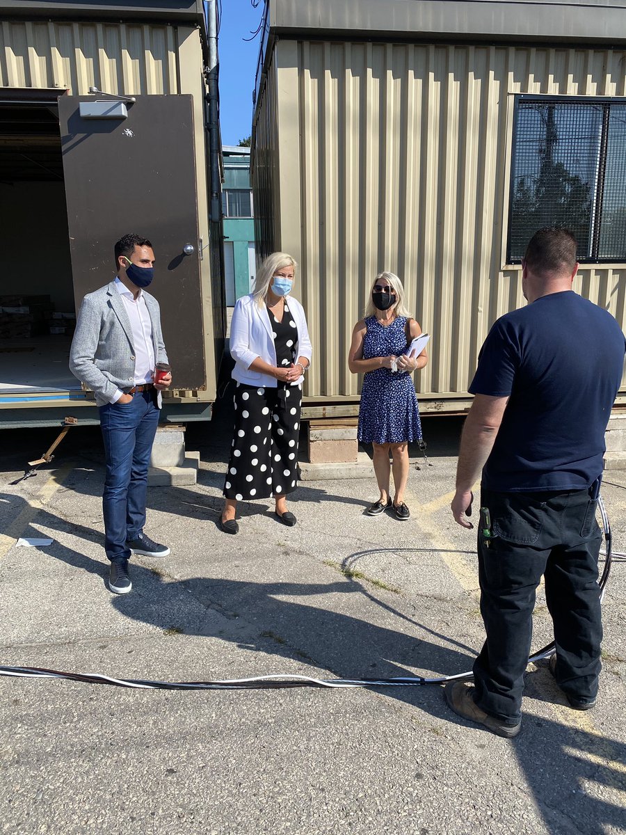 Sflecce's tweet photo. Schools will open their doors with a series of measures in place to ensure the safety of families.

Excited to visit Bishop Allen Academy @TCDSB in #Etobicoke with @CHogarthPC to tour the school, smaller renos, &amp; thank the staff hard at work preparing for a #SafeSeptemberON. https://t.co/b5JvqFXhX0