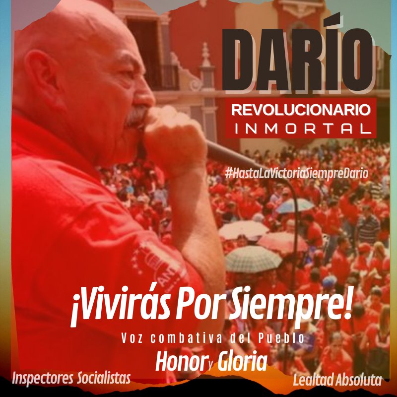 CISPresidencial's tweet photo. La Patria llora la partida de ntro incansable Revolucionario, Darío Vivas, que en cada batalla con su voz encedida de lucha, dejo huella y demostró ser ejemplo de Lealtad y compromiso. 

Te decimos con ferviente admiración hasta siempre camarada.

#HastaLaVictoriaSiempreDario https://t.co/aDN7b1f3j6