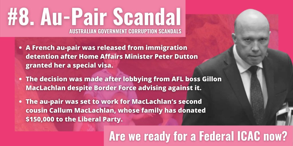 Australian Government Corruption Scandals #aupairgate &  @PeterDutton_MP 8/17