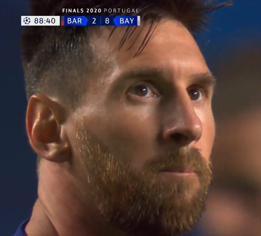 Messi 2012 - pen missed vs Chelsea
Messi 2013 - 7-0 vs Bayern
Messi 2014 - aut*sm
Messi 2015 - carried by Neymar 
Messi 2016 - disappeared vs Atleti
Messi 2017 - pocketed by Bonucci
Messi 2018 - ROMA 3-0
Messi 2019 - LIVERPOOL 4-0
Messi 2020 - 8-2 vs BAYERN

ONE CL in TEN YEARS.