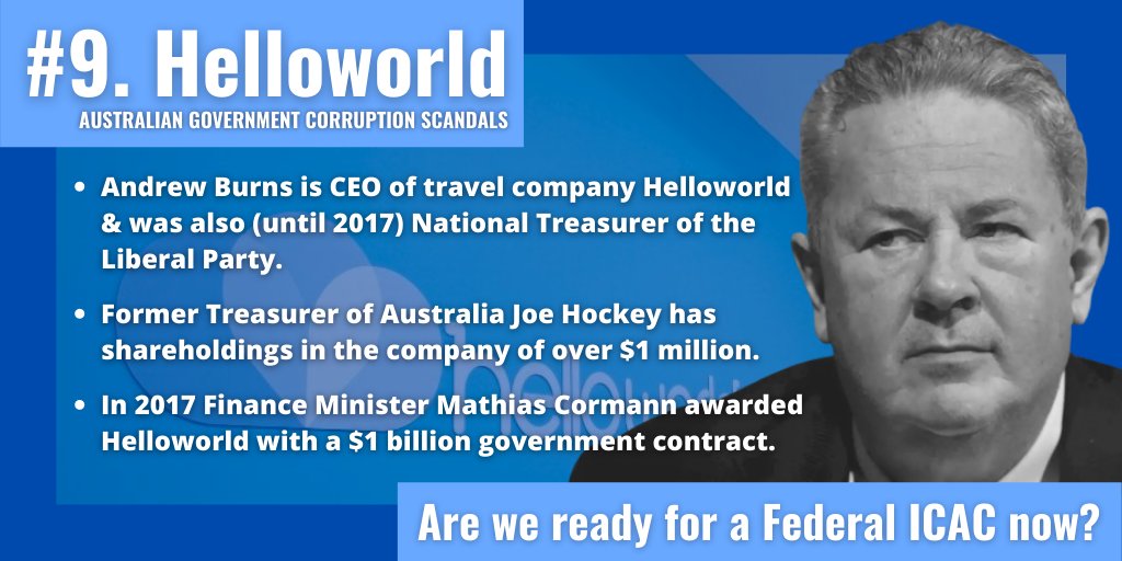 Australian Government Corruption Scandals #Helloworld, Andrew Burns,  @JoeHockey &  @MathiasCormann 9/17