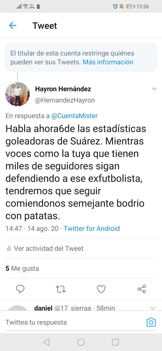 HernandezHayron's tweet photo. @17_sierraa @CuentaMister Claro por eso me bloqueo, porque le dije la verdad de su amado. https://t.co/jUxVMPQfZe