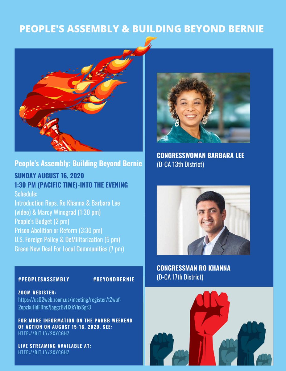 CaDelegates's tweet photo. PEOPLE'S ASSEMBLY: BUILDING BEYOND BERNIE
Livestreams! Events! Speakers! 

Schedule: https://t.co/YVcquH7R2y

Register: 👇

Sat 8/15 https://t.co/JtaawcvLsV…
Sun 8/16 https://t.co/JtaawcvLsV…

@CaDelegates @BernieDelegates @DNC #PeoplesAssembly #BeyondBernie https://t.co/Q6Mtaxqqr7
