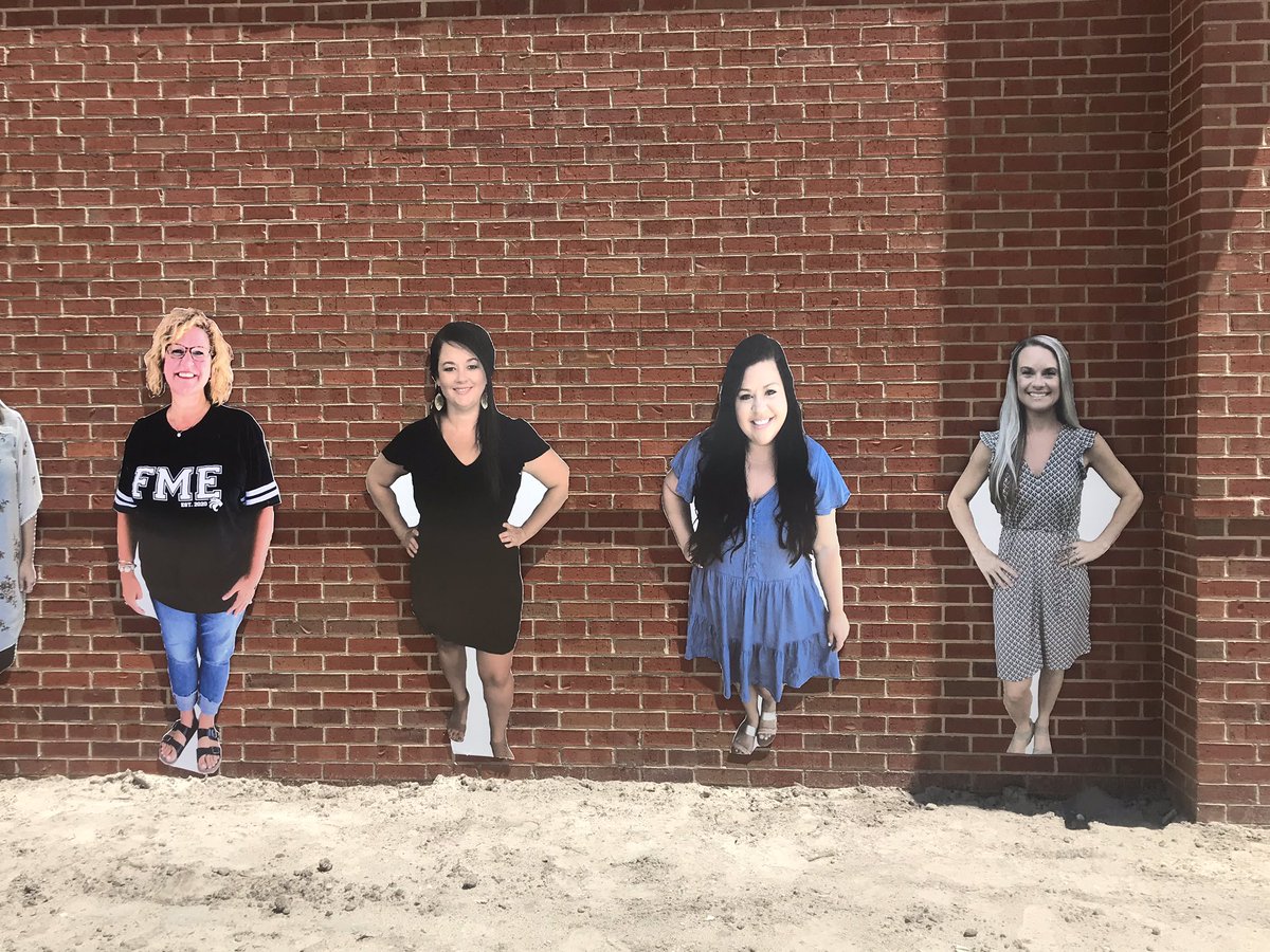 Lisa_M_Jackson's tweet photo. First day teacher pics look a little different this year, but so excited to be working with this awesome team! #fmeistheplacetobe @TaylorBocook @LisaMBoone https://t.co/CIveF6DV16