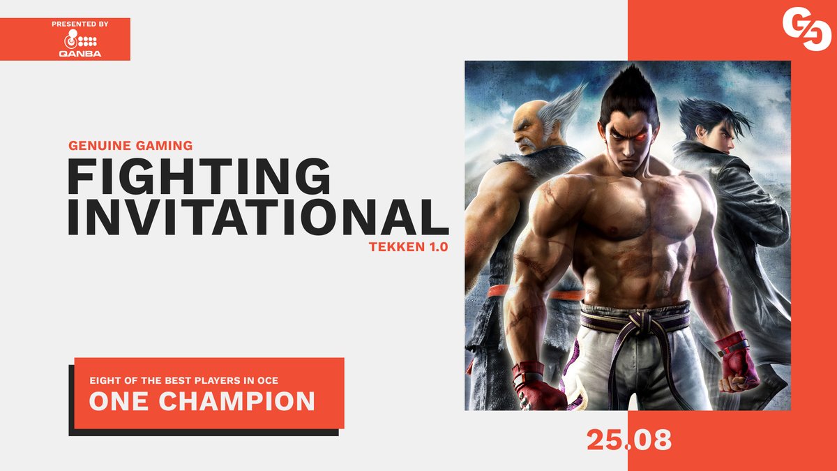 GenuineGamingAU's tweet photo. Introducing the Genuine Gaming Fighting Invitational: Tekken 1.0.

Eight of the best players in OCE will face off and only one will leave a champion.

Watch the event live >> https://t.co/xakIqS9YK3

> 25th of August
> 6.00pm AEST

Presented by @QanbaUSA https://t.co/hFGXXAgvJC