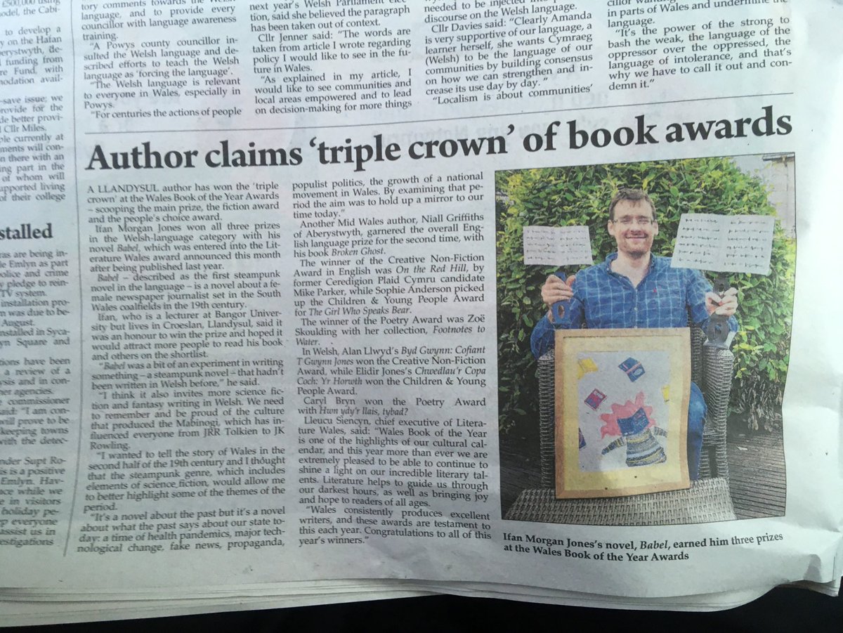 ifanmj's tweet photo. Diolch i’r @CambrianNews am y sylw i #llyf20 https://t.co/JUI1xlyj8o