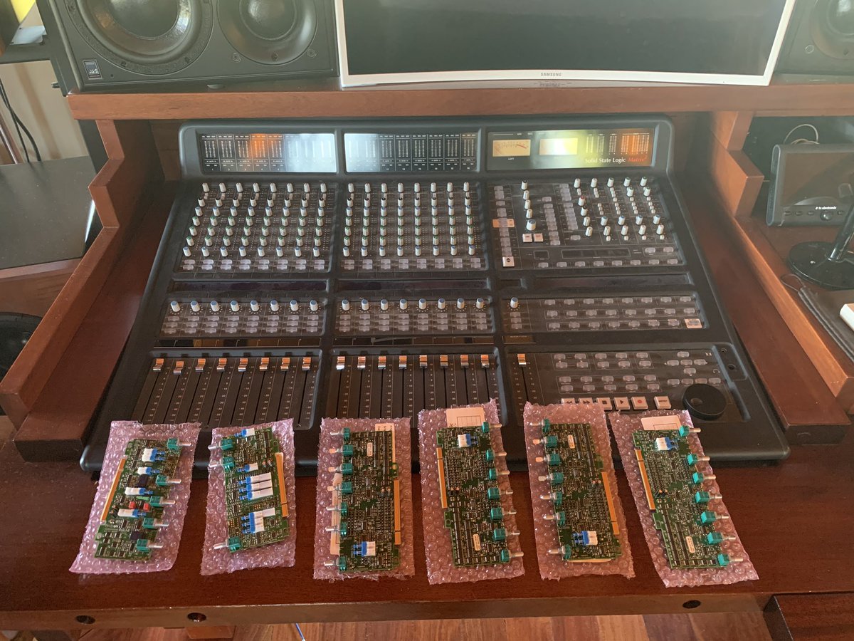 AudioPerception's tweet photo. Had to replace 6 circuit boards in the @solidstatelogic Matrix at #WoodShedRecording today. Console is back up good as new. #ssl #recordingstudios #techsupport https://t.co/mfEXiW1BVP
