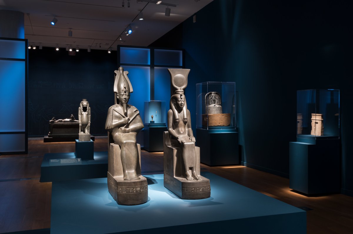 vmfamuseum's tweet photo. Treasures of Ancient Egypt: Sunken Cities

On view now at the Virginia Museum of Fine Arts.

Installation view of Statues of Osiris and Isis, 570-526 BC, Saqqara. Late Period, Dynasty 26, reign of Amasis. Graywacke. 

#vmfasunkencities #ancientegypt #egyptianart https://t.co/OWojtIWhSs