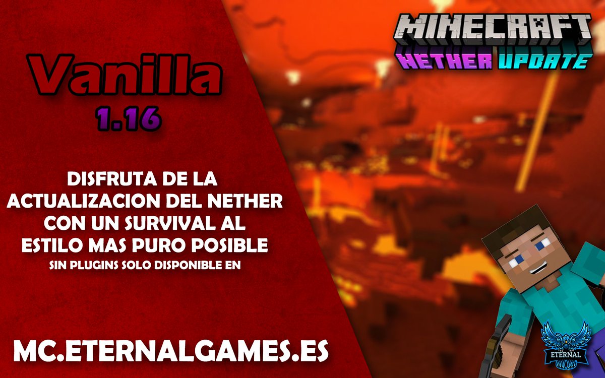 NetPeruGames's tweet image. Ven y prueba la nueva versión de Minecraft
Survival Vanilla 1.16.1
IP: mc.eternalgames.es
Apertura: Domingo 16 de agosto
