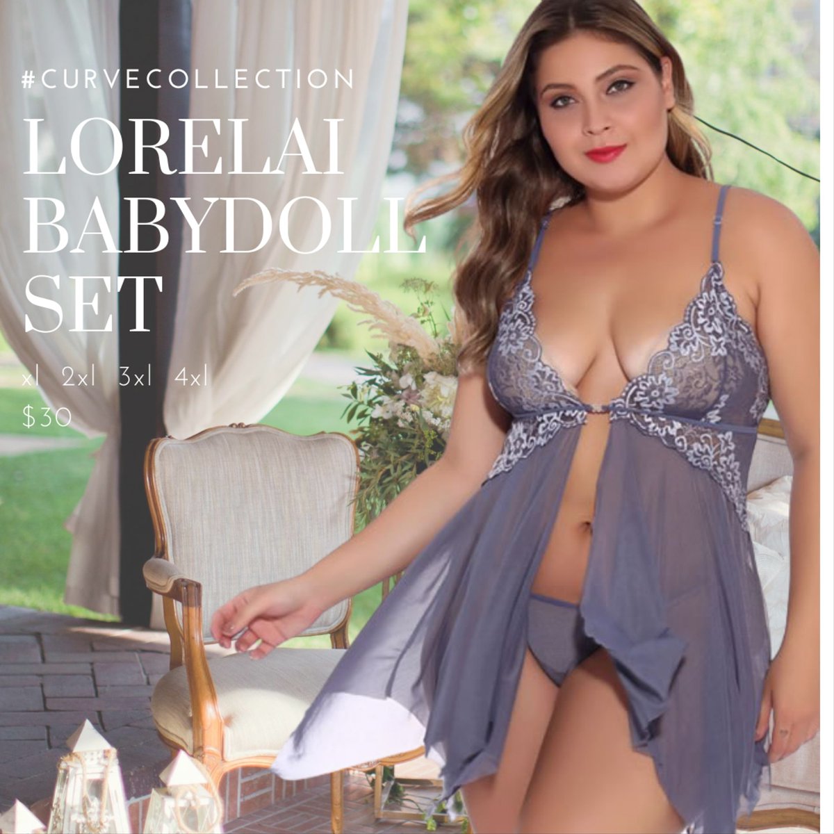 baretruthmelb's tweet photo. #CURVECOLLECTION 
LORELAI BABYDOLL SET
Turn up the romance in this #plussize #babydoll set featuring sheer lace cups, supportive straps, a soft mesh skirt w/ satin trim, open back &amp; matching panty.

XL, 2X, 3X, 4X  $30

SHOP NOW, STAY SEXY🖱💳🛒🛍

#plussizelingerie #curve #curvy https://t.co/SwtXu3Rm3G