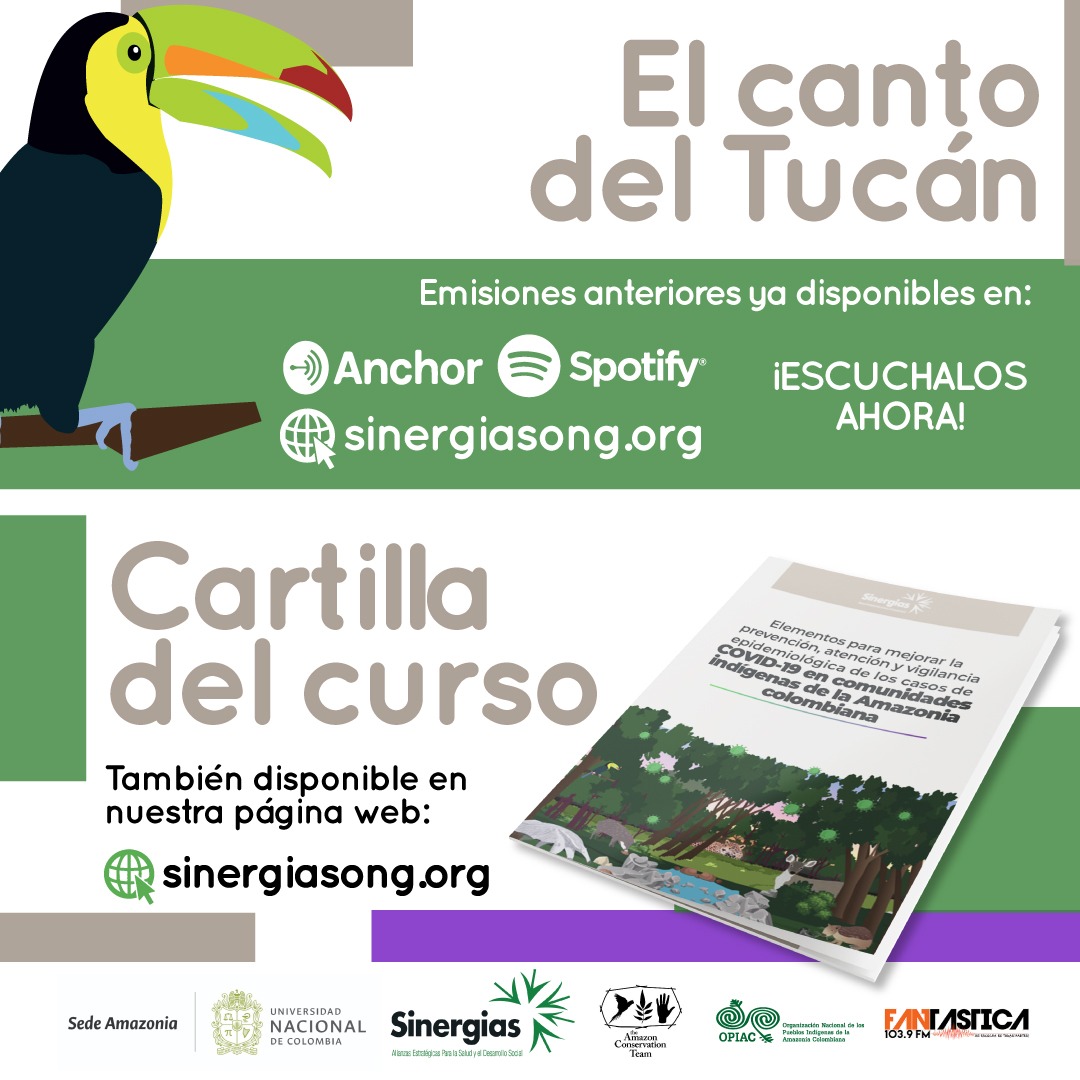 El canto del tucán se despide momentáneamente pero volveremos para seguir aprendiendo e impactando sobre más comunidades de la Amazonía colombiana. Los invitamos a escuchar todos los episodios en nuestra página web: sinergiasong.org/cursodeextensi… o en Spotify y Anchor